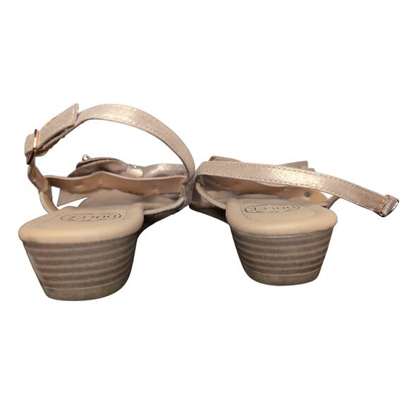 Anthropologie Dolce rhinestone pearl pink bow strappy buckle thong 7 sandals - Picture 2 of 6